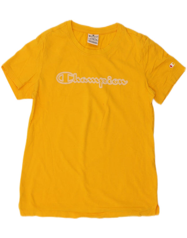 Champion Womens Graphic T-Shirt Top UK 10 Small Yellow
