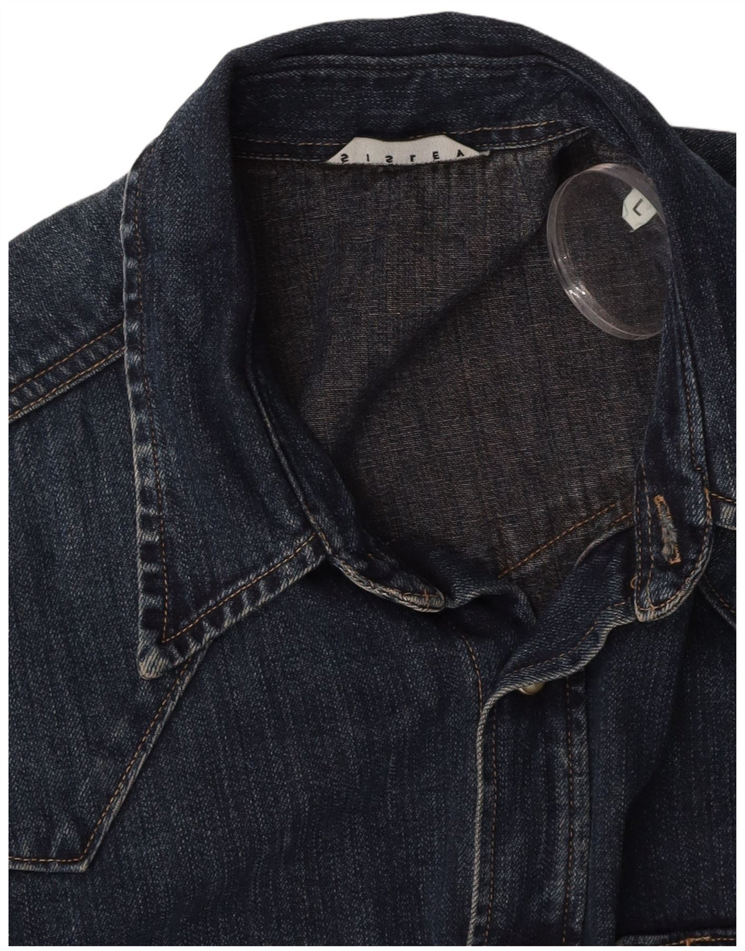 SISLEY Mens Denim Shirt Large Navy Blue