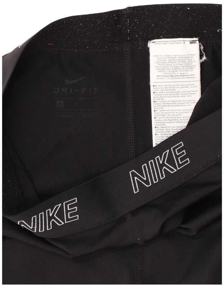 Nike Womens Dri Fit Graphic Leggings UK 12 Medium  Black Polyester