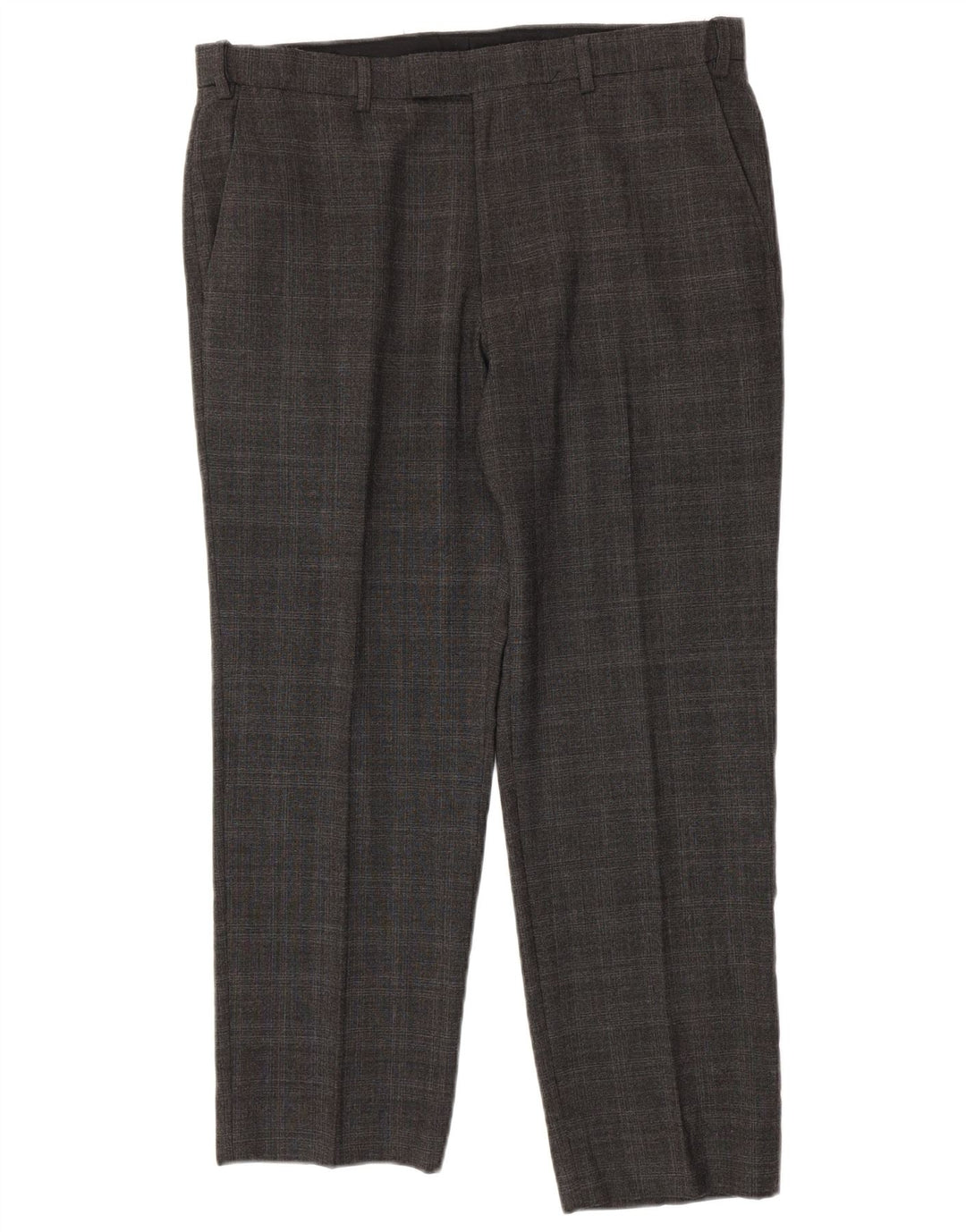 Marks & Spencer Mens Tailored Fit Casual Trousers W36 L28 Grey Check Wool