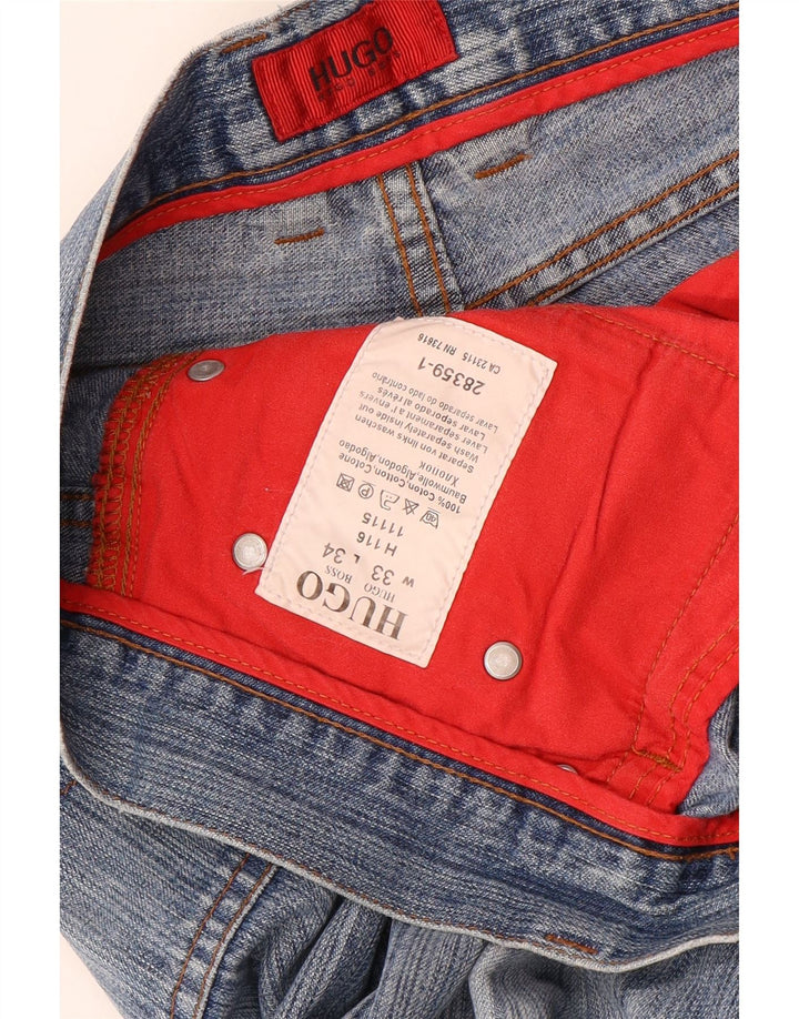 HUGO BOSS Mens Bootcut Jeans W34 L30 Blue Cotton