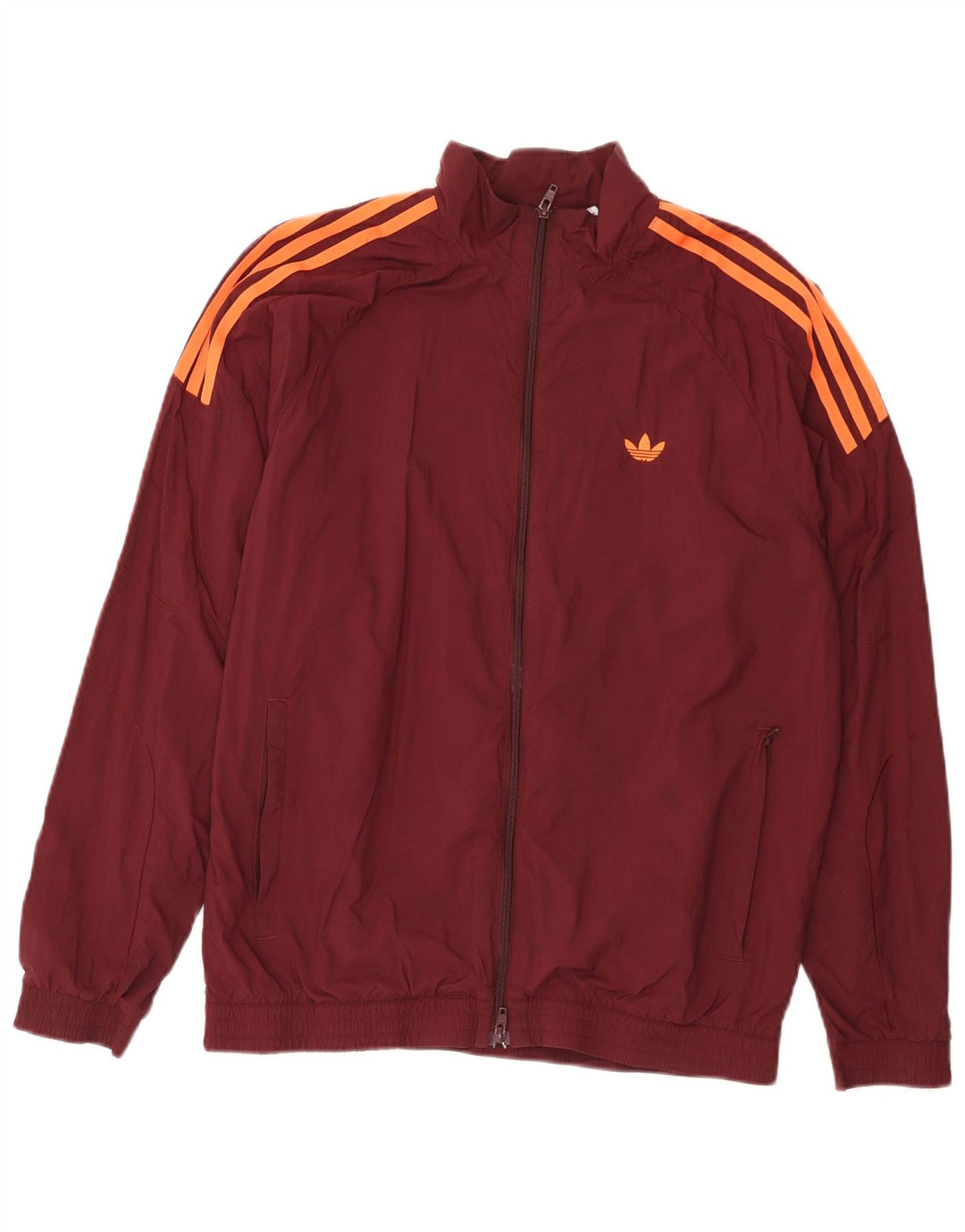 Adidas Mens Tracksuit Top Jacket Medium Burgundy Nylon
