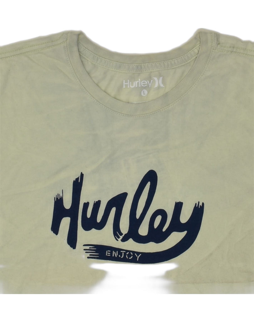 HURLEY Mens Graphic T-Shirt Top Large Beige Cotton | Vintage Hurley | Thrift | Second-Hand Hurley | Used Clothing | Messina Hembry 