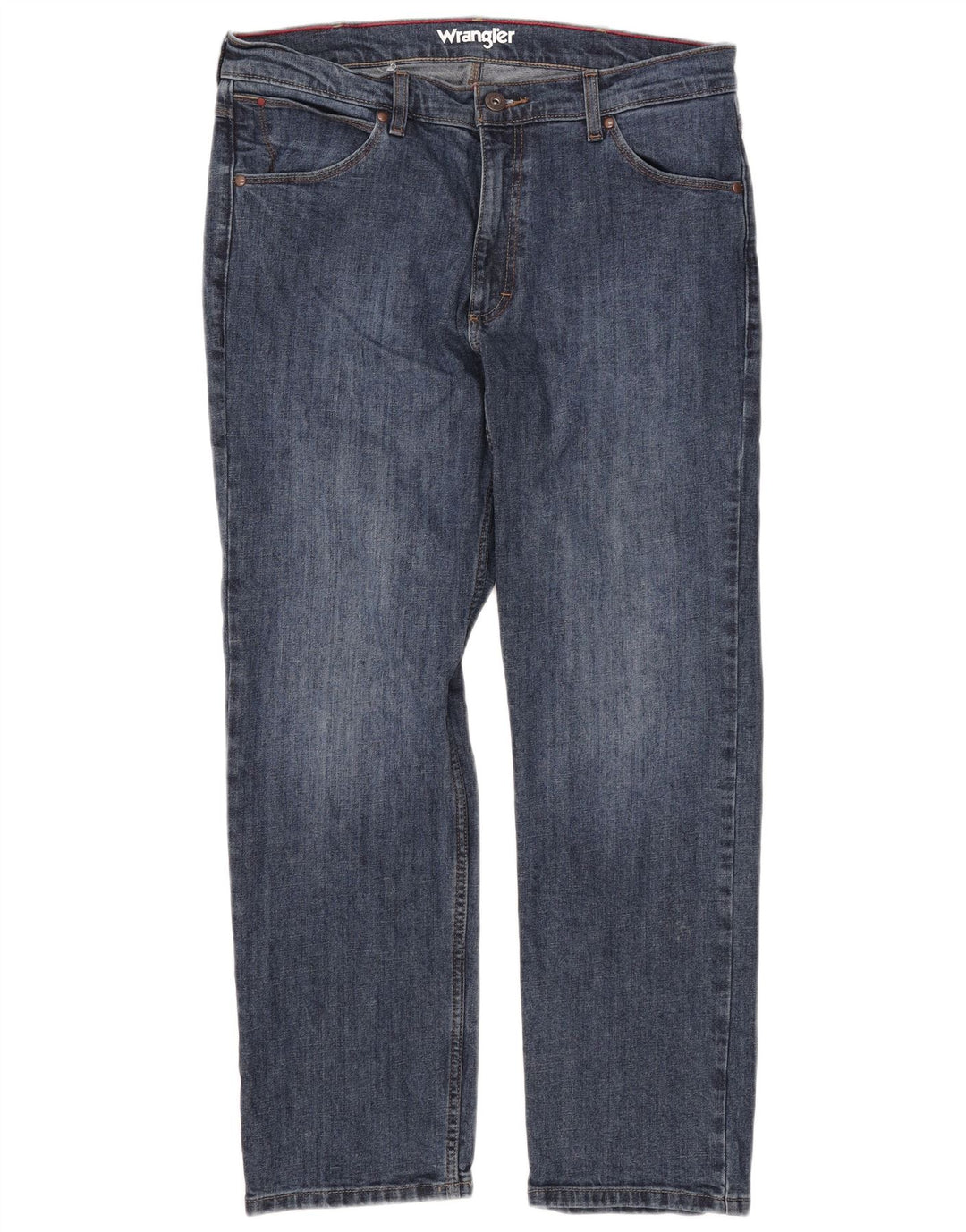 Wrangler Mens Regular Straight Jeans W34 L30 Blue Cotton