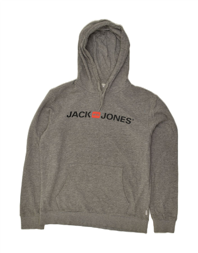 JACK & JONES Mens Graphic Hoodie Jumper Medium Grey Cotton | Vintage Jack & Jones | Thrift | Second-Hand Jack & Jones | Used Clothing | Messina Hembry 