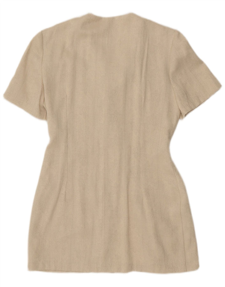 Vintage Womens Short Sleeve Longline Blazer Jacket UK 8 Small Beige Classic