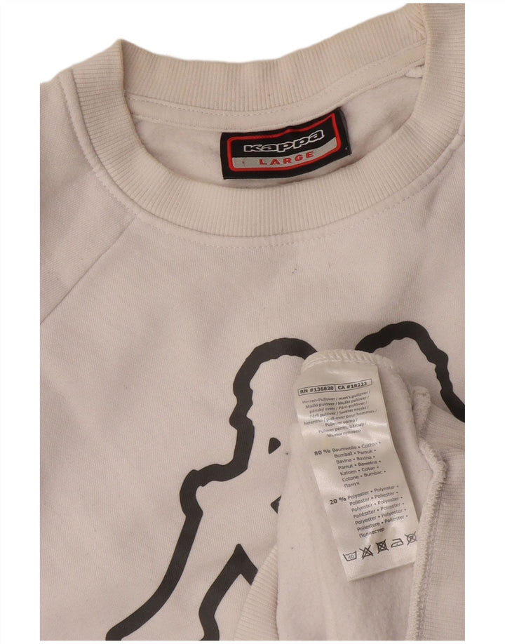 Kappa Mens Graphic Sweatshirt Jumper Large White Cotton