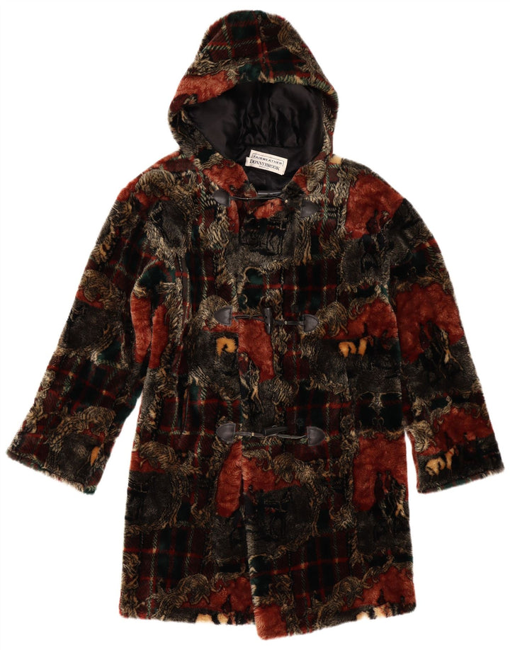 Donnybrook Womens Hooded Duffle Coat UK 12 Medium Multicoloured Check