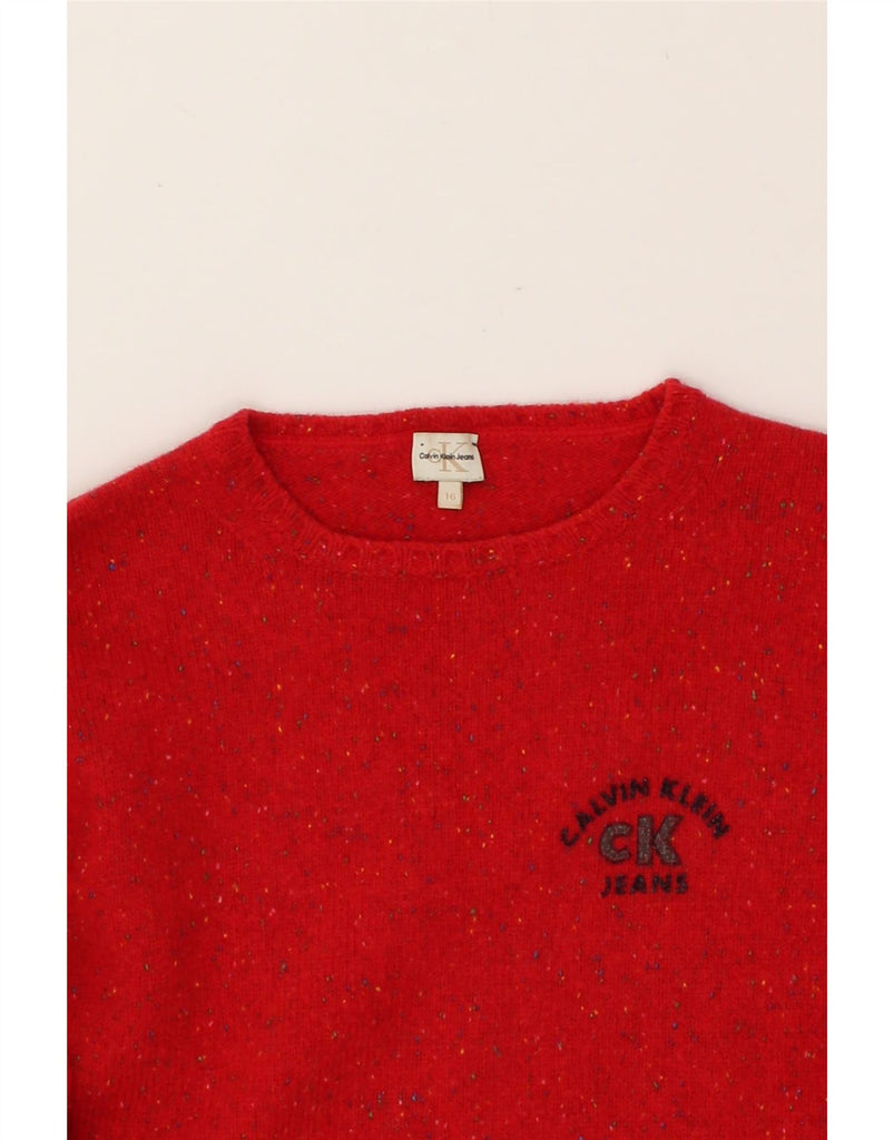 CALVIN KLEIN JEANS Boys Button Neck Jumper Sweater 15-16 Years Red Flecked | Vintage Calvin Klein Jeans | Thrift | Second-Hand Calvin Klein Jeans | Used Clothing | Messina Hembry 