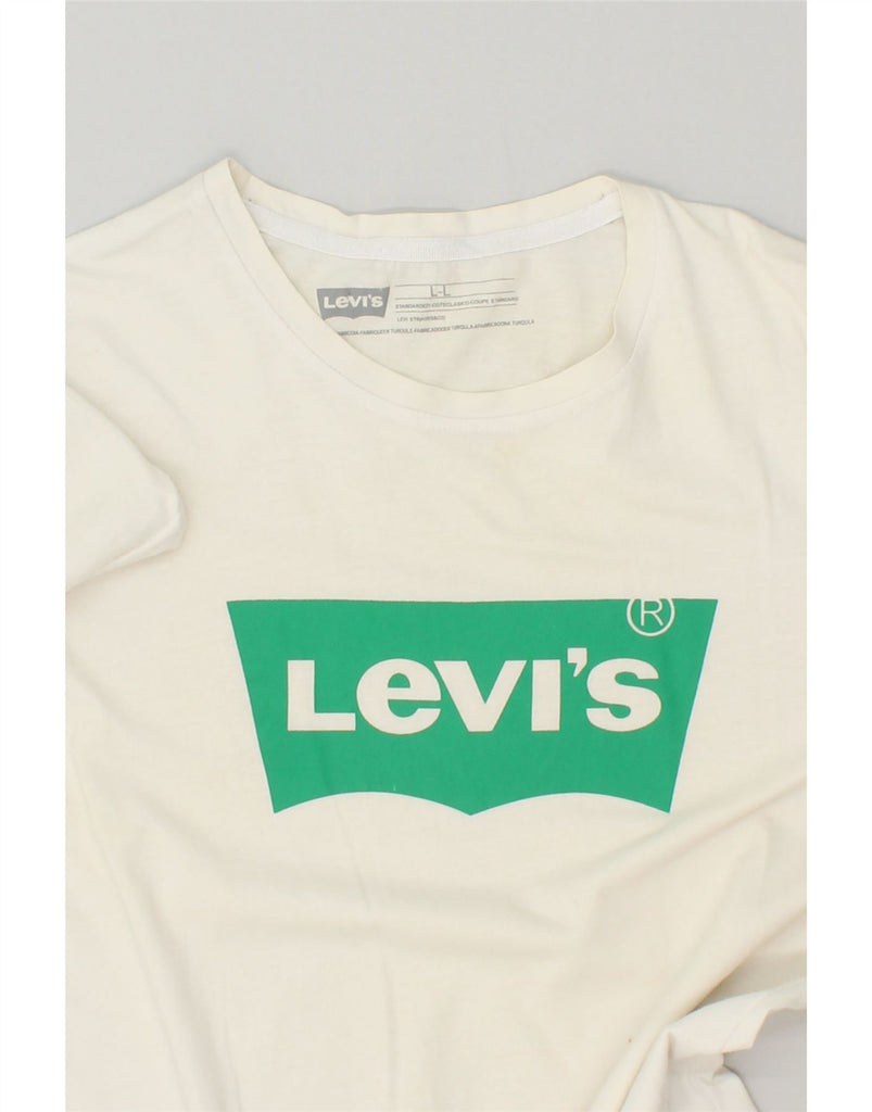 LEVI'S Womens Graphic T-Shirt Top UK 14 Large White Cotton | Vintage Levi's | Thrift | Second-Hand Levi's | Used Clothing | Messina Hembry 