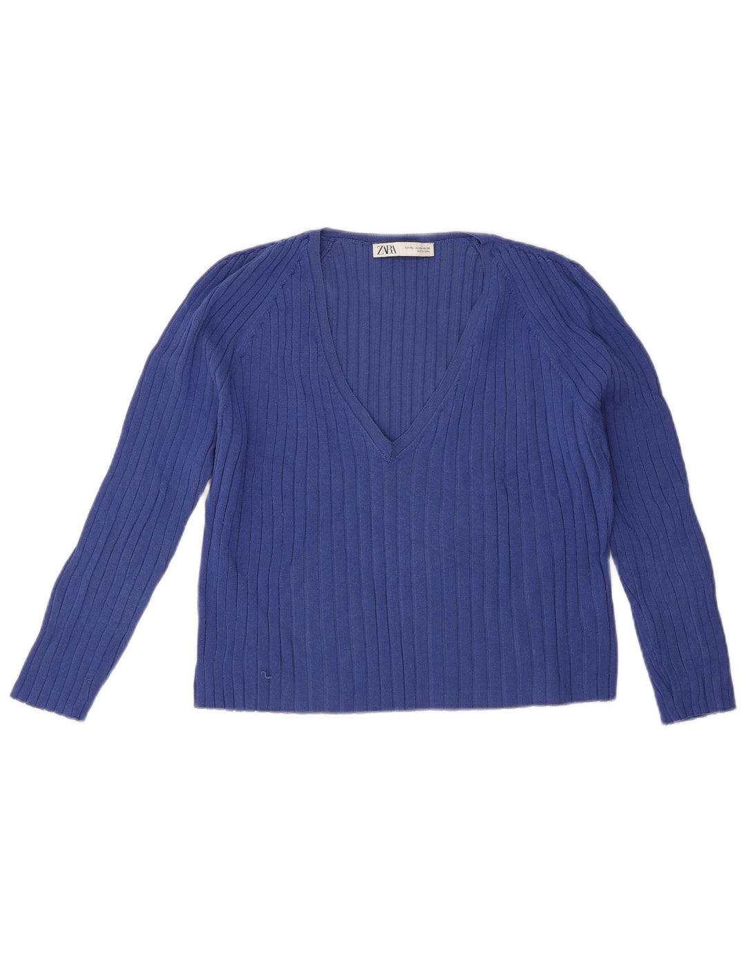 Zara Womens Top 3/4 Sleeve UK 20 2XL Blue Viscose