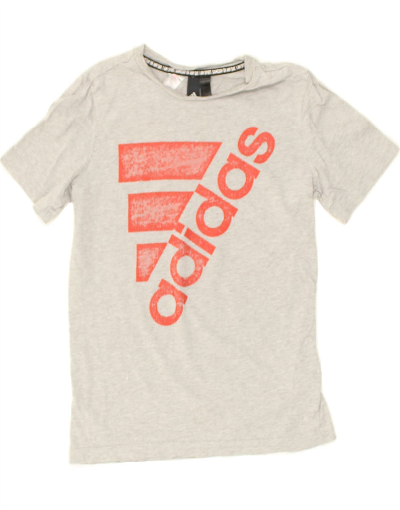 ADIDAS Boys Graphic T-Shirt Top 11-12 Years Grey Cotton | Vintage Adidas | Thrift | Second-Hand Adidas | Used Clothing | Messina Hembry 