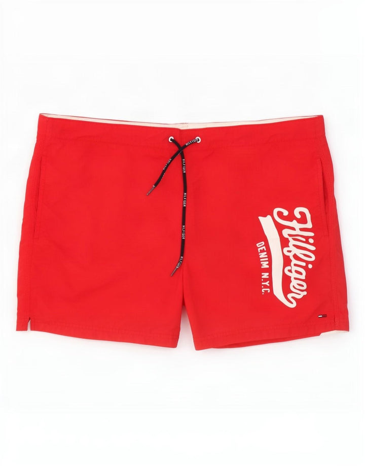 Tommy Hilfiger Mens Graphic Swimming Shorts Large Red Polyester