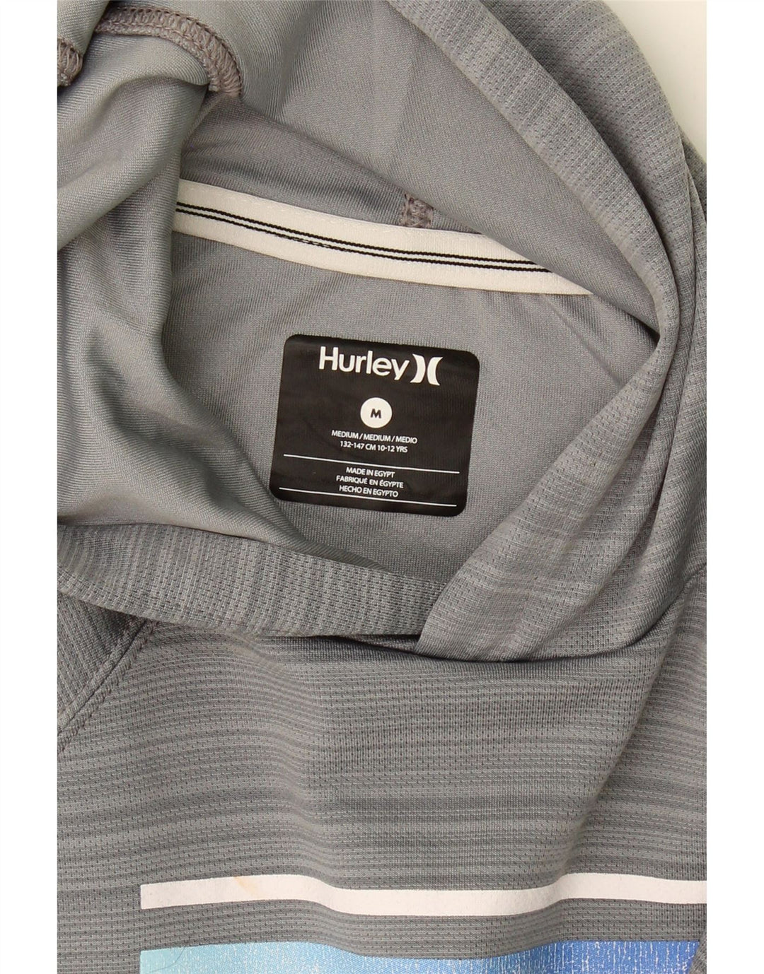 HURLEY Boys Graphic Hoodie Jumper 11-12 Years Medium  Grey Striped Vintage Hurley and Second-Hand Hurley from Messina Hembry 