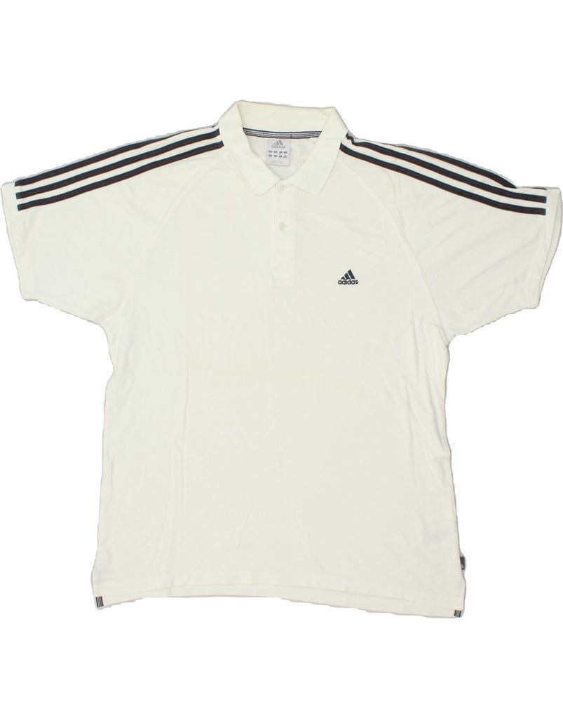 ADIDAS Mens Polo Shirt XL Off White Cotton | Vintage Adidas | Thrift | Second-Hand Adidas | Used Clothing | Messina Hembry 
