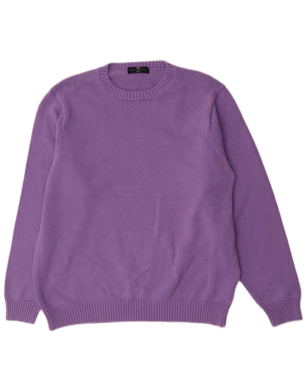 Marks & Spencer Mens Blue Harbour Crew Neck Jumper Sweater Large Purple
