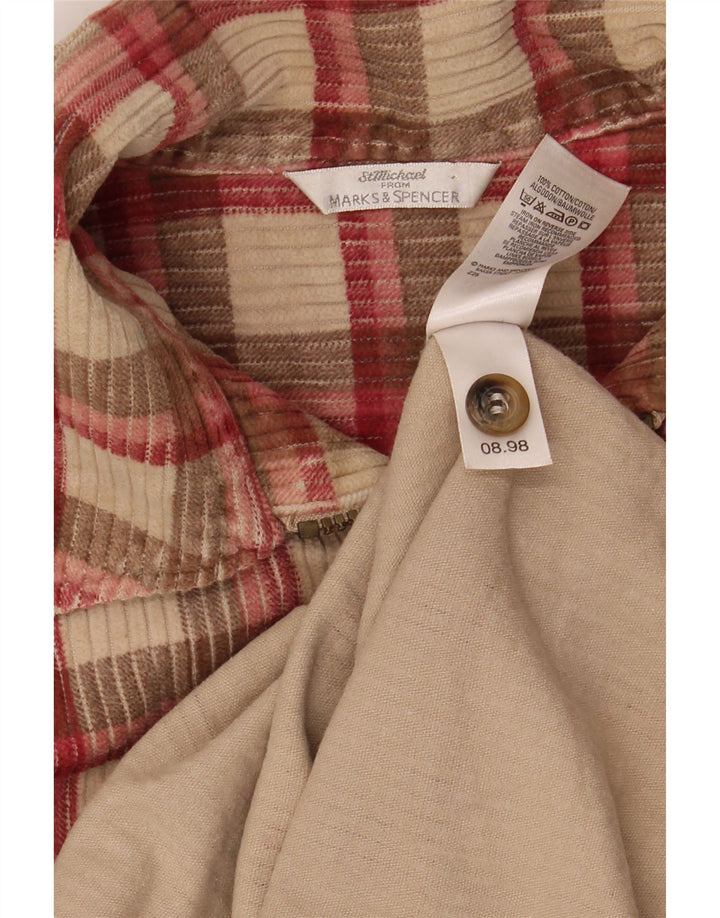 MARKS & SPENCER Mens Corduroy Shirt Size 16 Large Beige Check Cotton