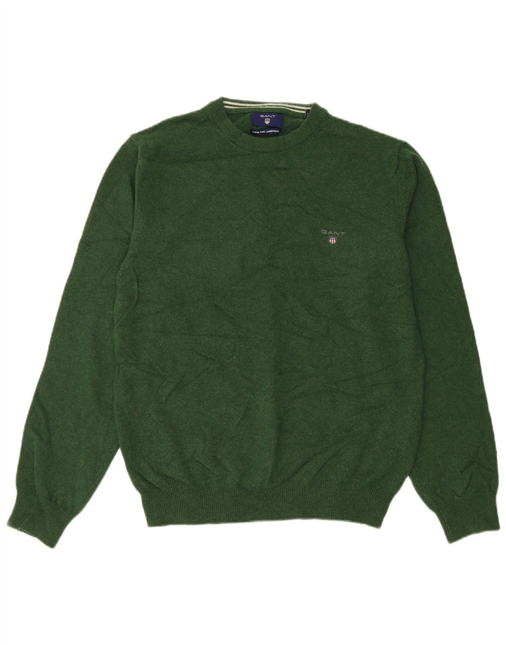 Gant Womens Oversized Crew Neck Jumper Sweater UK 10 Small Green Wool