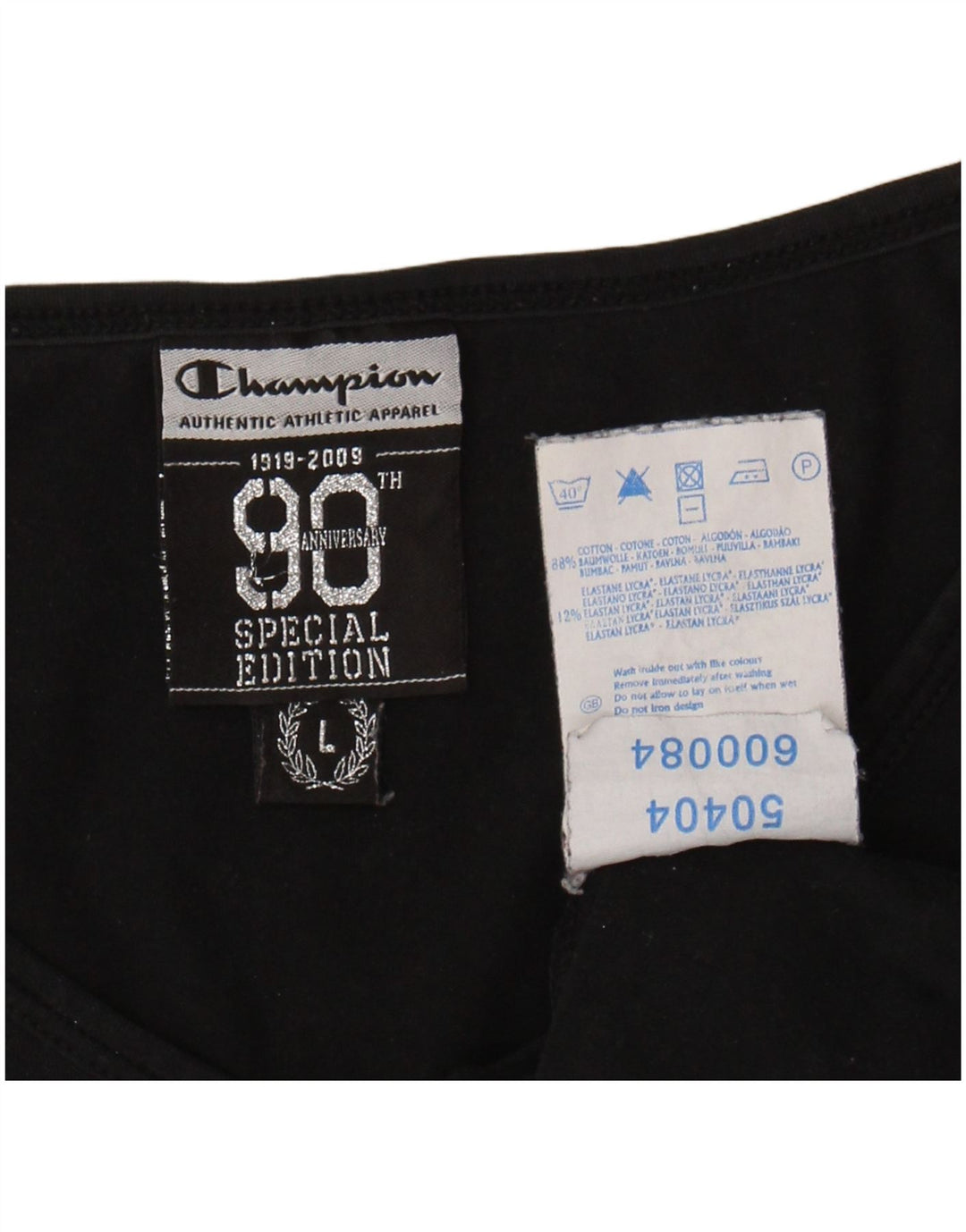 CHAMPION Womens Graphic Top Long Sleeve UK 14 Large Black Cotton