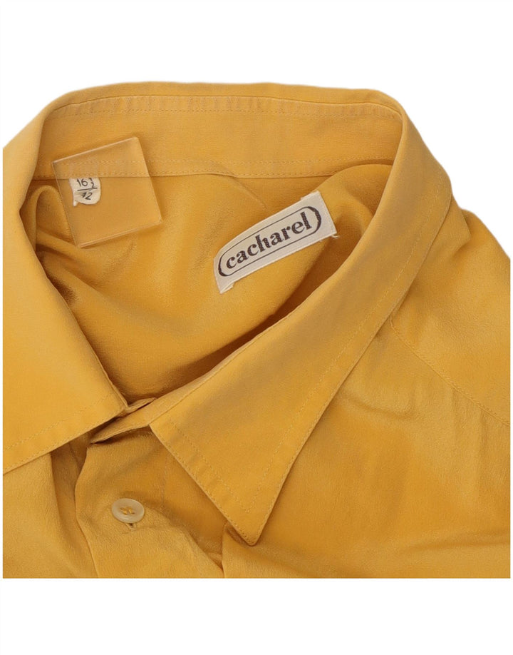 CACHAREL Mens Short Sleeve Shirt Size 42 16 1/2 Large Yellow