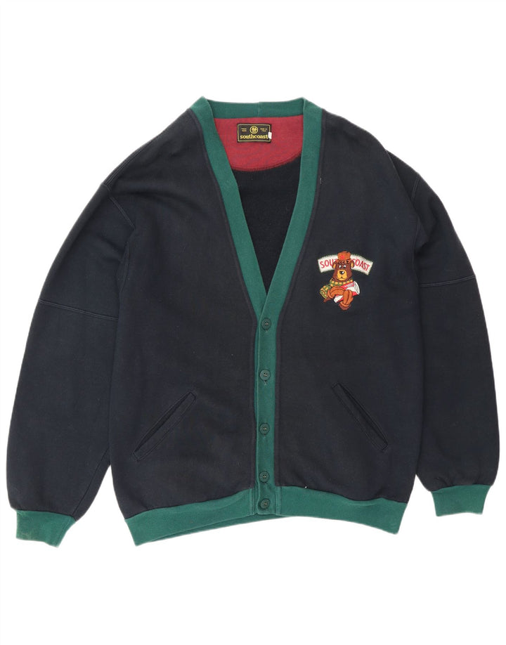 South Coast Mens Cardigan Sweater IT 48 Medium Navy Blue Colourblock
