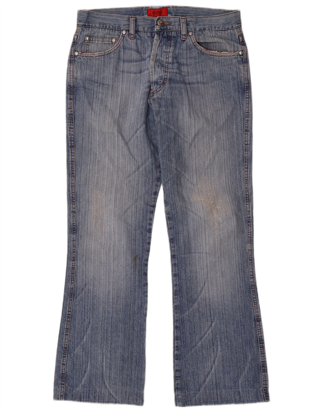 HUGO BOSS Mens Bootcut Jeans W34 L30 Blue Cotton