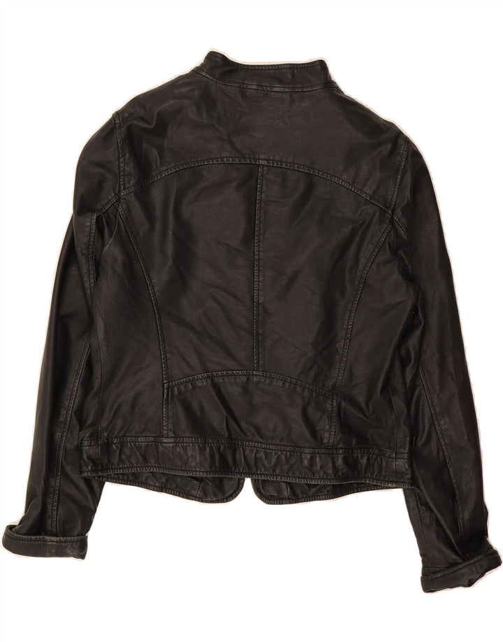 OVS Womens Crop Leather Jacket IT 48 XL Black Leather Vintage OVS and Second-Hand OVS from Messina Hembry 