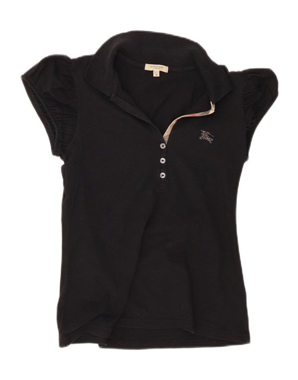 Burberry Womens Polo Shirt Medium Black Cotton