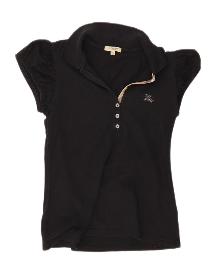 Burberry Womens Polo Shirt Medium Black Cotton