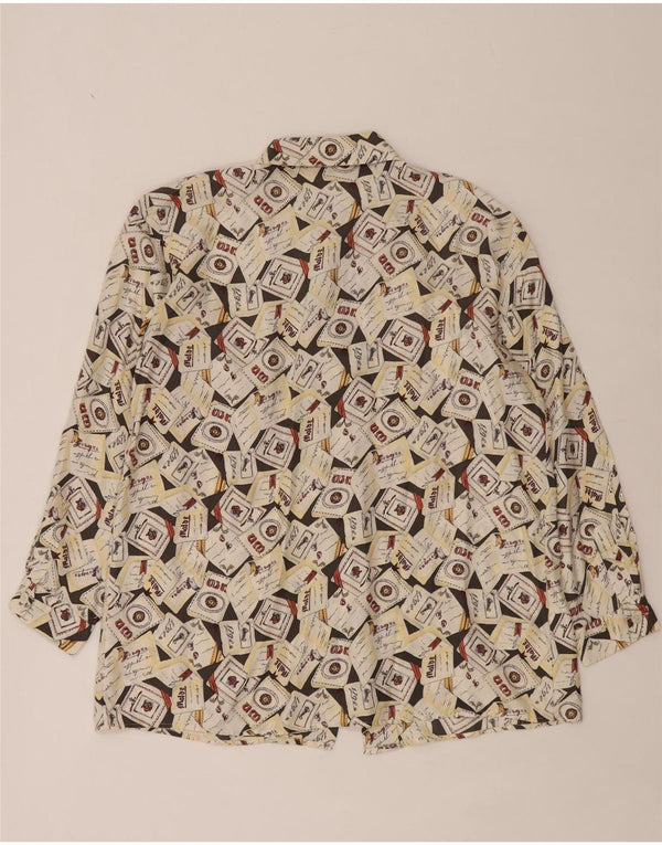 Griffe Womens Oversized Graphic Shirt Blouse IT 44 Medium White Silk