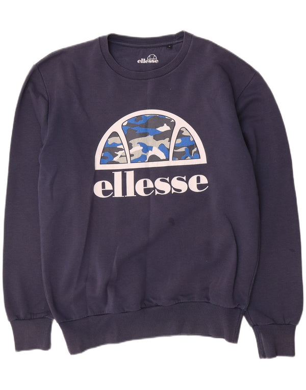 Ellesse Mens Sweatshirt Jumper Large Navy Blue Cotton