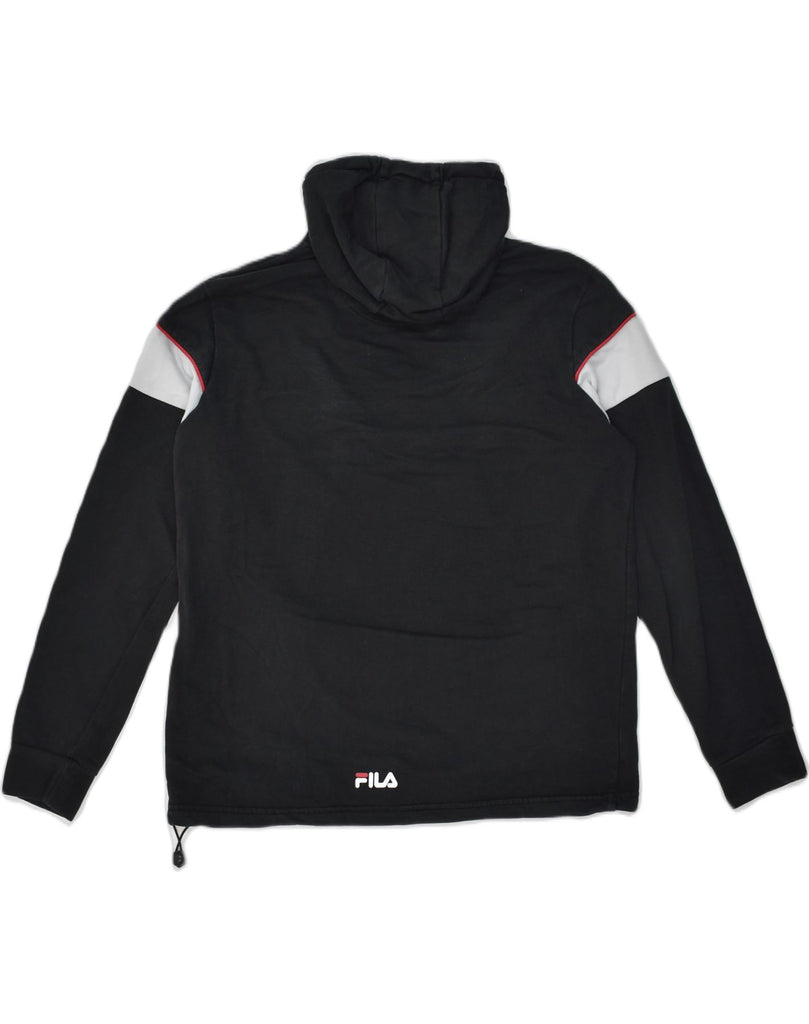 FILA Mens Hoodie Jumper Medium Black Colourblock Cotton | Vintage Fila | Thrift | Second-Hand Fila | Used Clothing | Messina Hembry 