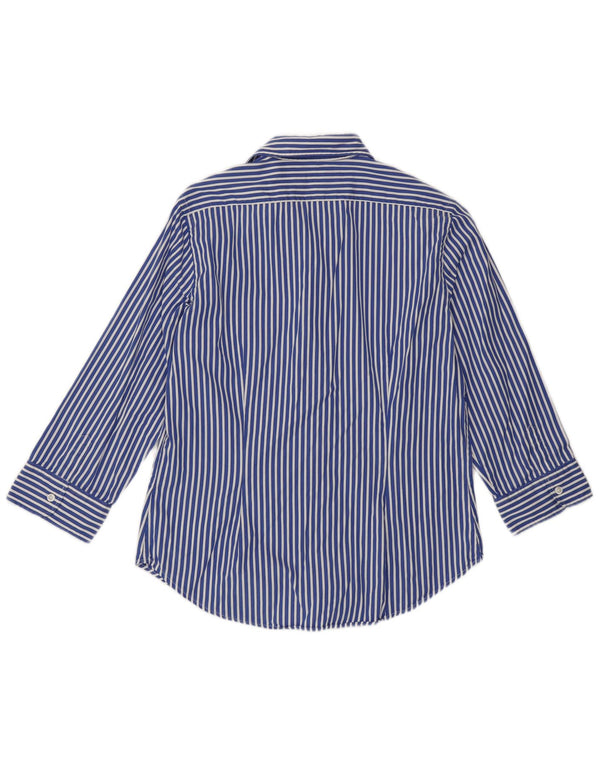 RALPH LAUREN Womens 3/4 Sleeve Shirt US 10 Large Blue Striped Cotton