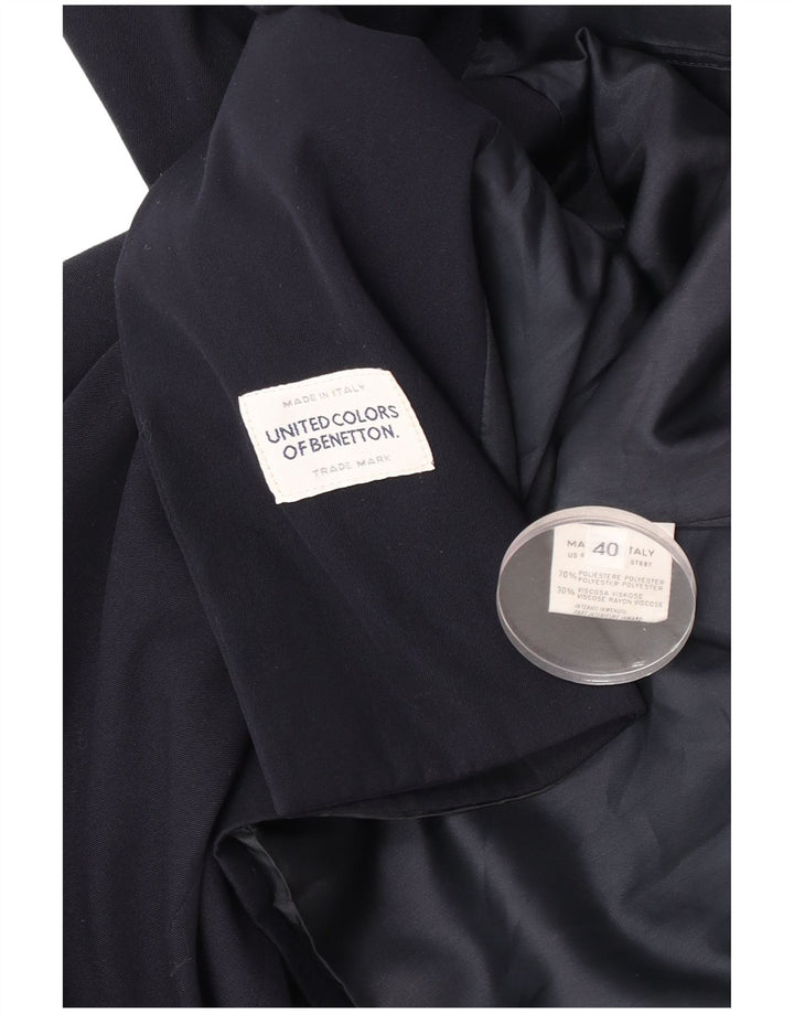 Benetton Womens Double Breasted Blazer Jacket IT 40 Small Navy Blue