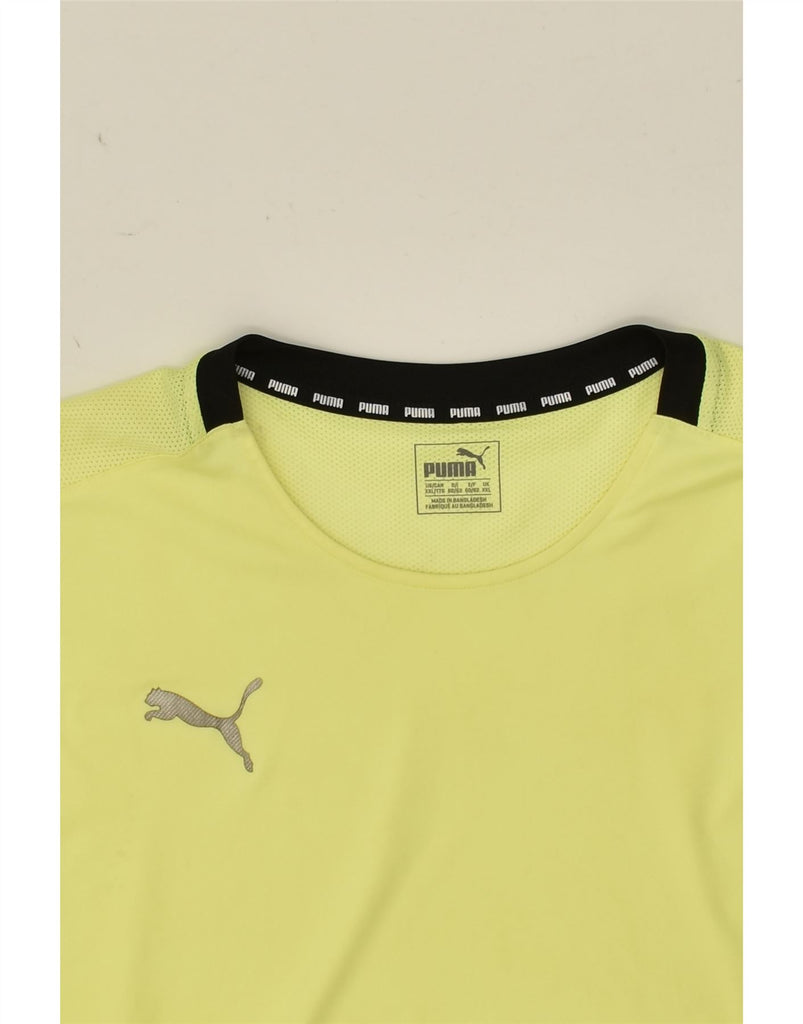 PUMA Mens Graphic T-Shirt Top 2XL Yellow Colourblock | Vintage Puma | Thrift | Second-Hand Puma | Used Clothing | Messina Hembry 