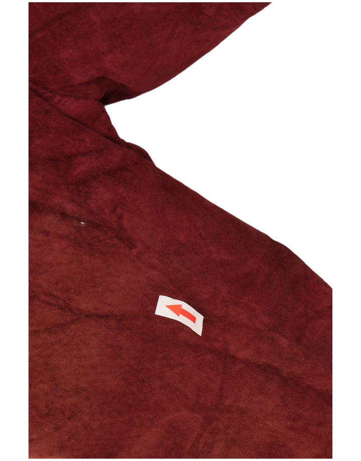 VINTAGE Womens Sherpa Suede Jacket UK 14 Medium Burgundy Leather