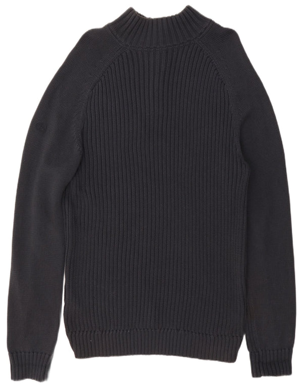 Timberland Mens Regular Fit Zip Neck Jumper Sweater XL Navy Blue Cotton