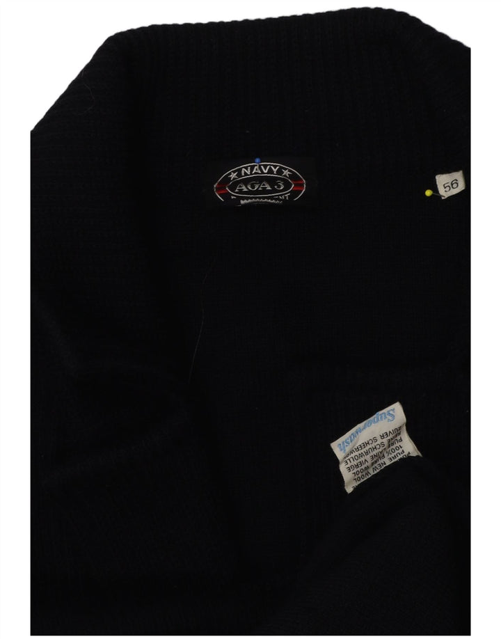 Navy Mens Double Breasted Knit Blazer Jacket IT 52 Large Navy Blue