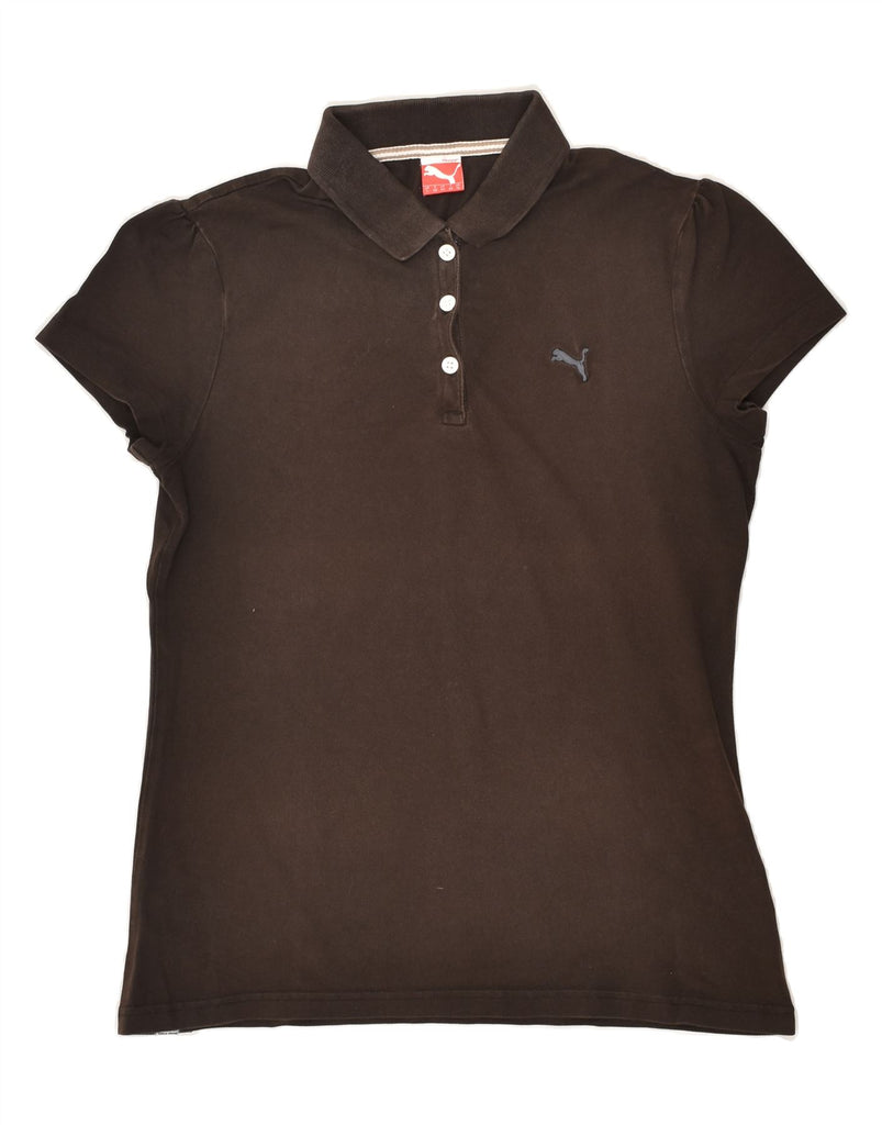 PUMA Womens Polo Shirt UK 14 Large Brown Cotton | Vintage Puma | Thrift | Second-Hand Puma | Used Clothing | Messina Hembry 
