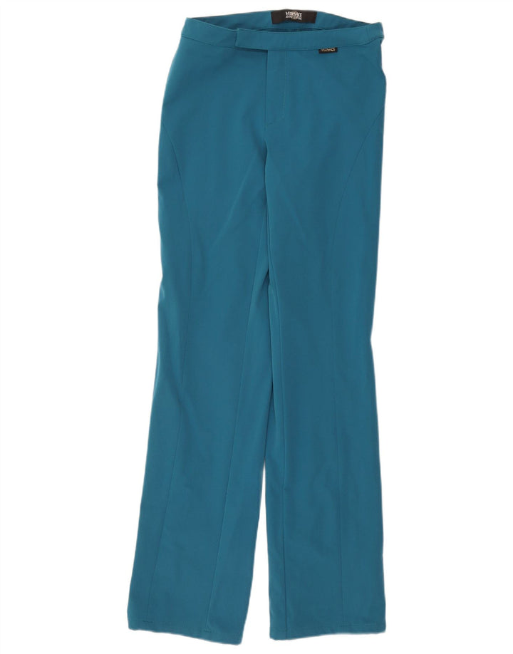 Versace Womens Straight Casual Trousers W30 L34 Blue Polyamide