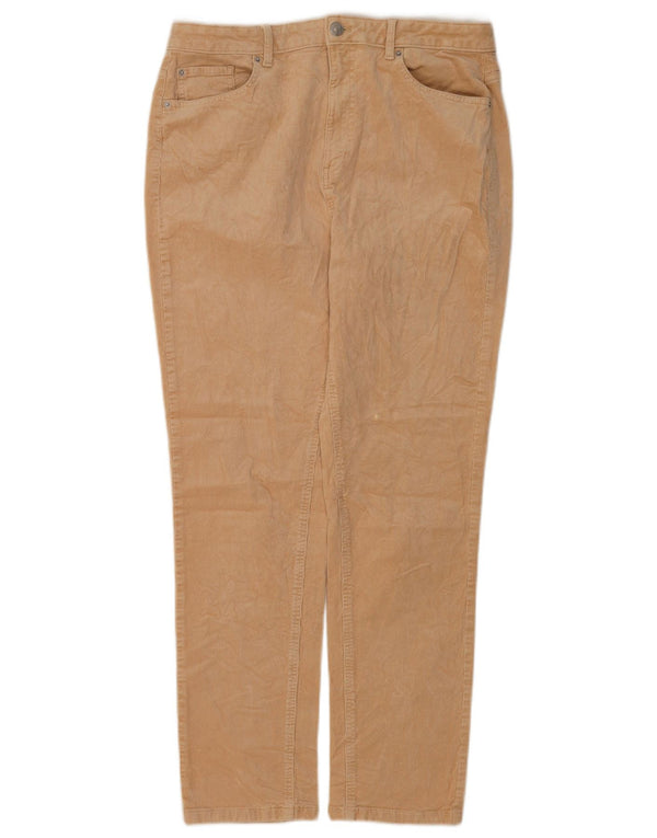 Marks & Spencer Womens Tapered Corduroy Trousers UK 16 Large W34 L30 Beige