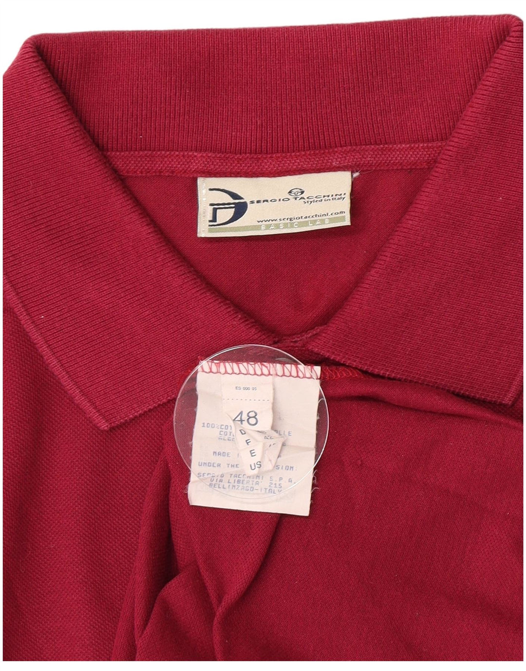 Sergio Tacchini Mens Polo Shirt IT 48 Medium Maroon Cotton