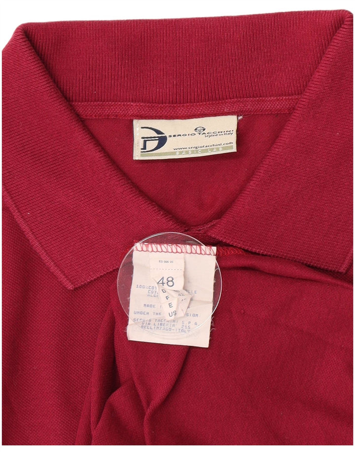 Sergio Tacchini Mens Polo Shirt IT 48 Medium Maroon Cotton