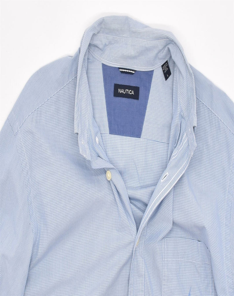 NAUTICA Mens Shirt Large Blue Check Cotton | Vintage | Thrift | Second-Hand | Used Clothing | Messina Hembry 