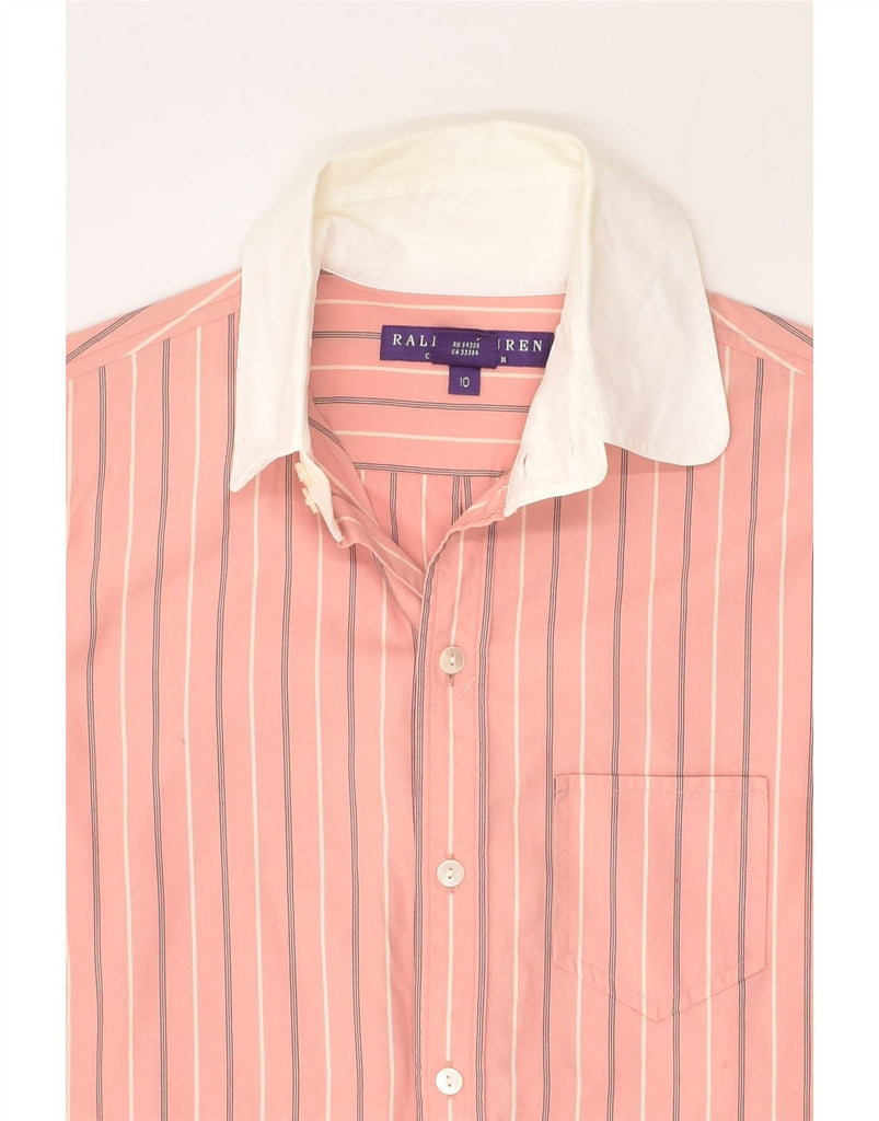 RALPH LAUREN Womens Shirt US 10 Large Pink Striped Cotton | Vintage Ralph Lauren | Thrift | Second-Hand Ralph Lauren | Used Clothing | Messina Hembry 