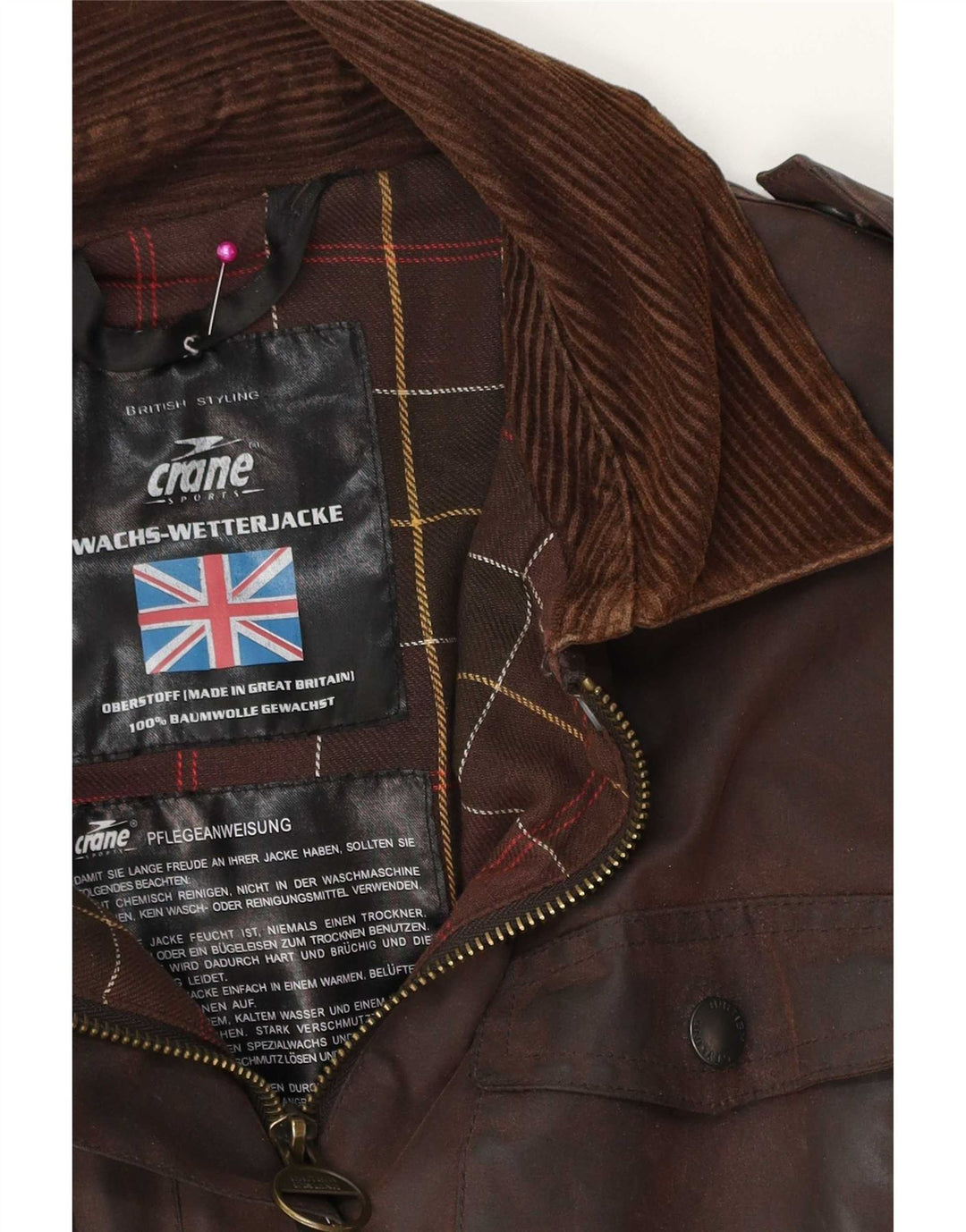 Crane Womens Military Oversized Waxed Jacket UK 10 Small Brown