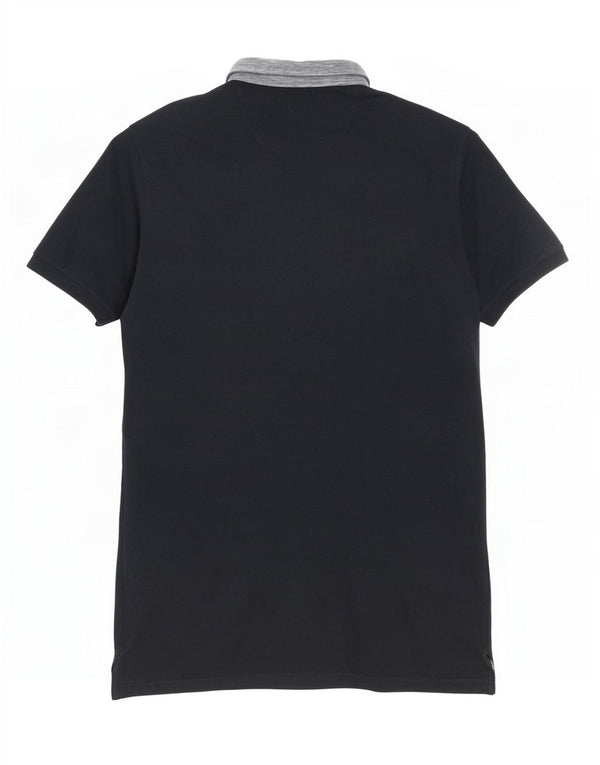 Massimo Dutti Mens Casual Fit Polo Shirt XL Navy Blue Colourblock