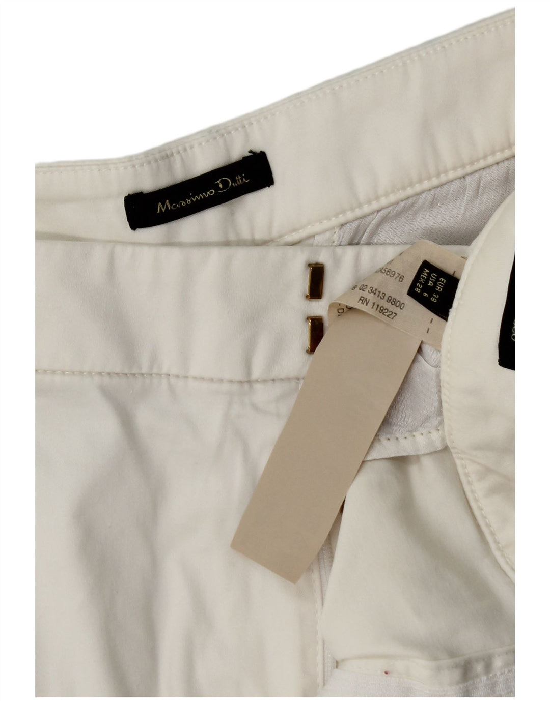 Massimo Dutti Womens Chino Shorts EU 38 Small W28 White Cotton