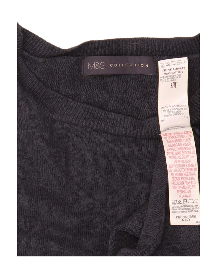 Marks & Spencer Womens Crew Neck Jumper Sweater UK 12 Medium Navy Blue