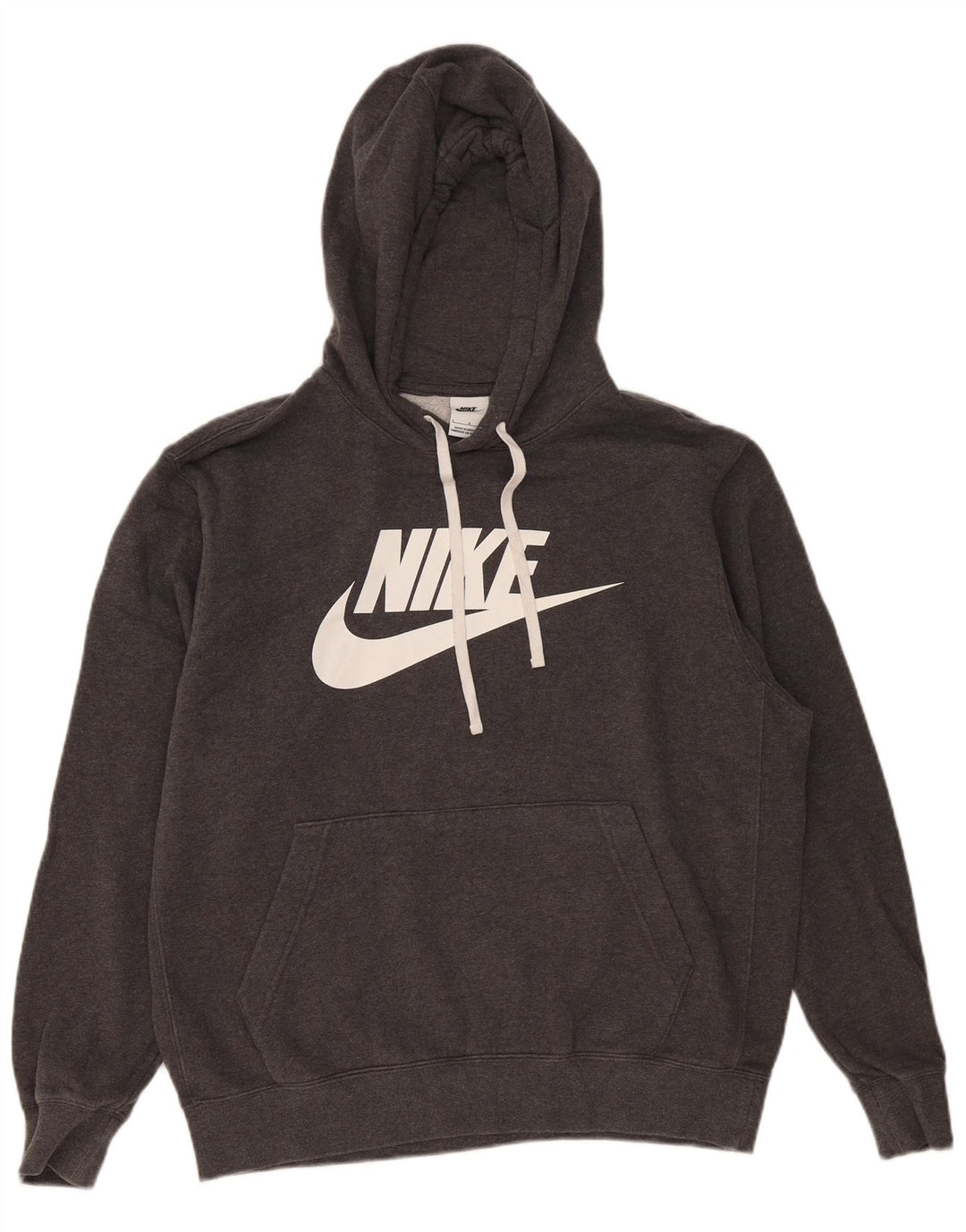 Nike Mens Graphic Hoodie Jumper Large Grey Cotton